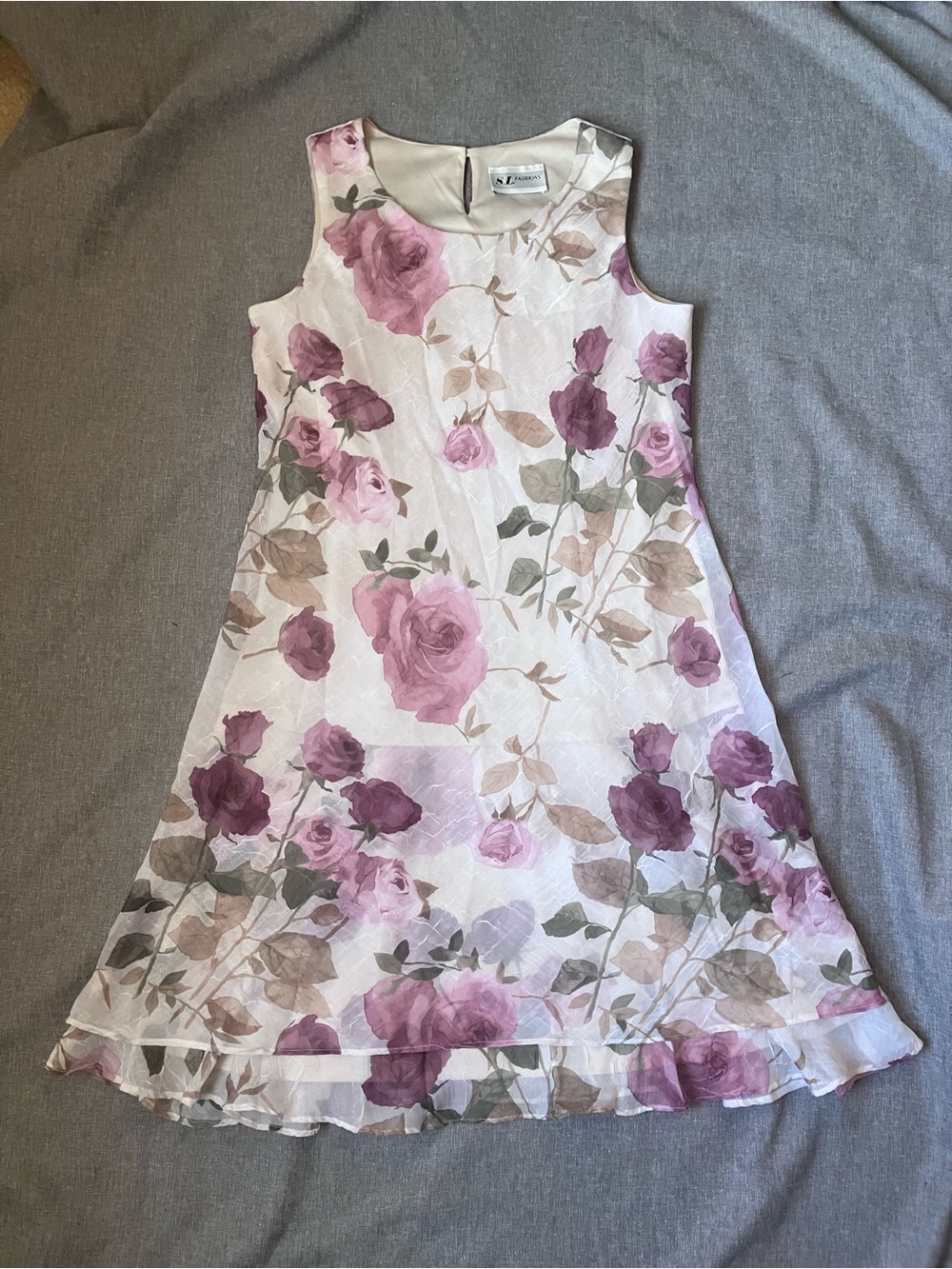 Women’s Vintage S.L. Fashions Sleeveless A-line Floral  Tierred Chiffon Dress 12